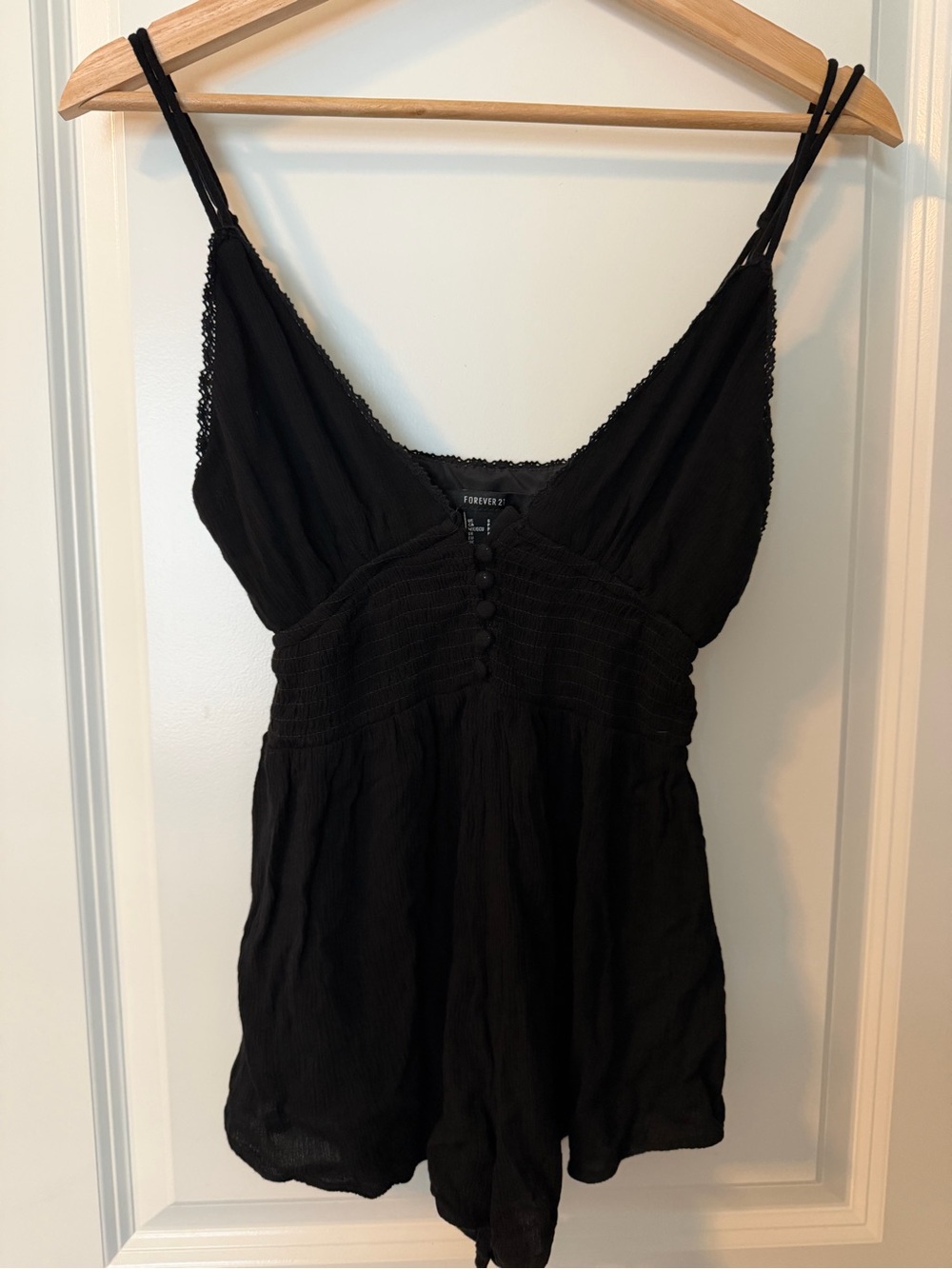 Forever 21 Black Lace-Trim Romper